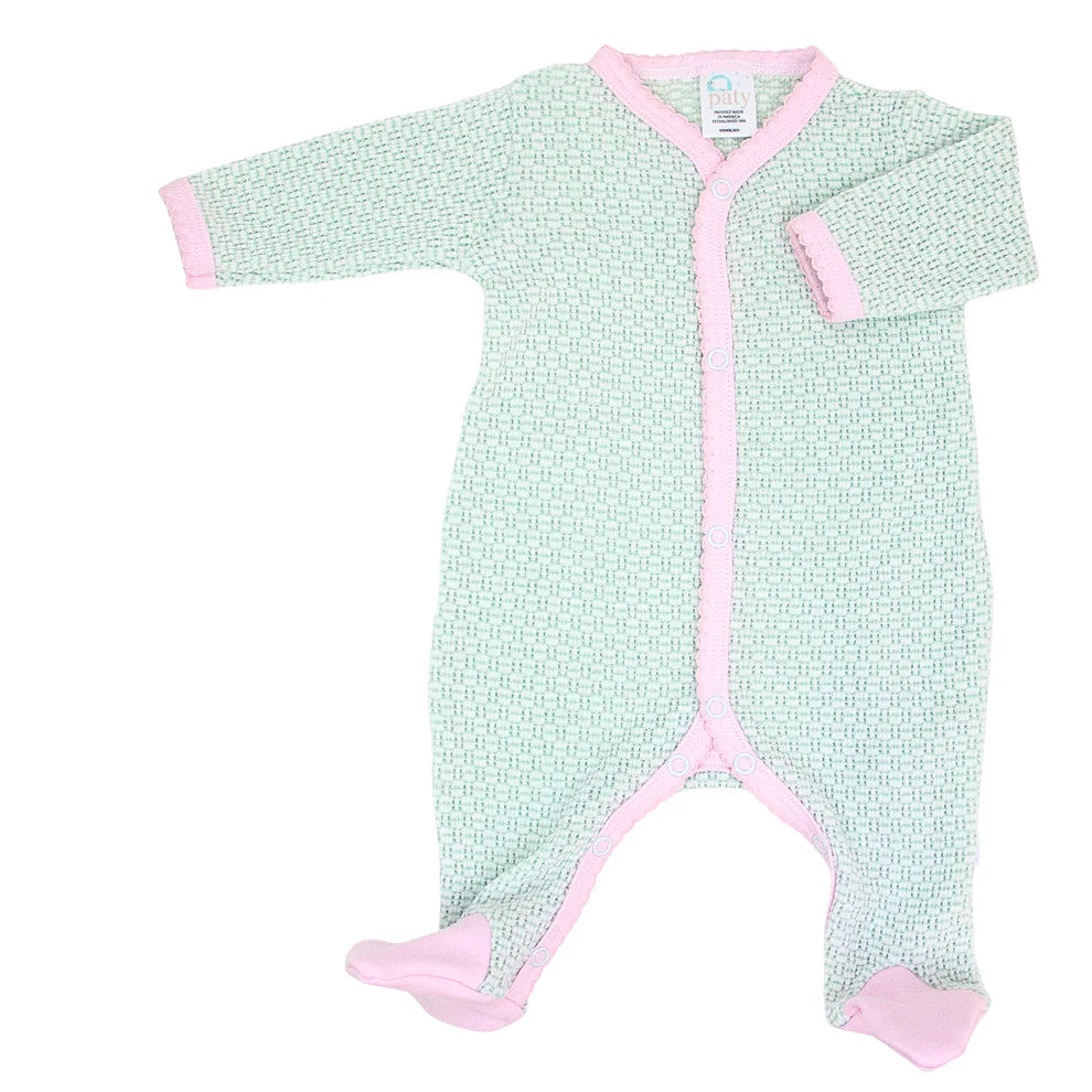 Paty Knit Solid Color Footie - Pima Trim