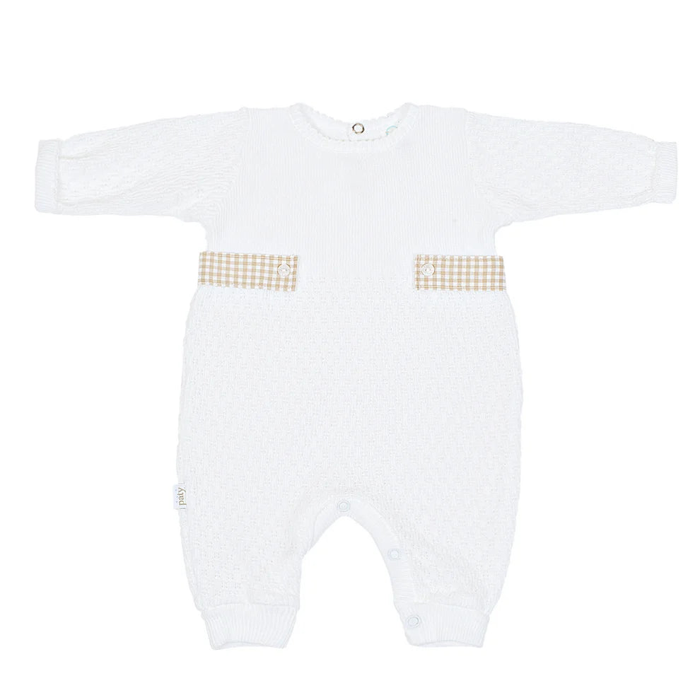 Paty Long Sleeve Romper with Gingham Tabs